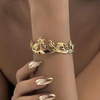 Stainless Steel Metal Shell Starfish Bracelet for Women Vintage Exaggerated Flower Wide Cuff Bangle Girls Beach Party Jewelry