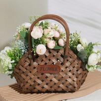 Party wooden Handmade Woven Rattan DIY Decorative Wicker Baskets Storage Basket Flower Baskets Flowers Bamboo Basket