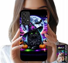 Etui Do Samsung Galaxy A23 5G - Czarny Kotek Halloween Salem Dynia Wzory