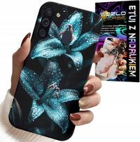 Etui Do Samsung Galaxy A21 - Turkusowe Lilie Kwiaty Obudowa + Szkło