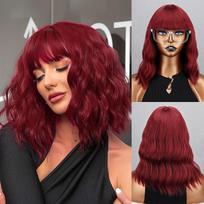 MISS WIG Moteriškas madingas šviesiai violetinis banguotas perukas su kirpčiukais Sintetinio pluošto pečių ilgio natūralus banguotas Cosplay kasdienis trumpas perukas 30 cm