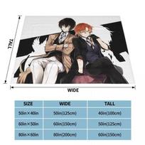 Osamu Dazai Chuuya Nakahara Knitted Blanket Bungou Stray Dogs Anime Fuzzy Throw Blanket Bedding Couch Ultra-Soft Warm Bedspreads 75x100cm 30x40in