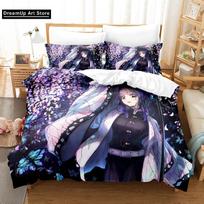 3D Print Kochou Shinobu Anime Demon Slayer Bedding Set Cute Quilt Cover Bed Cover With Pillowcase Twin Single Queen King Size EU Single 90x200cm