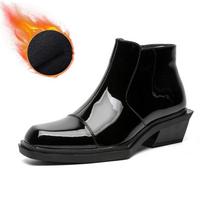 men's fashion punk hip hop chelsea boots designer square toe shoes cowboy patent leather boot cool trendy platform ankle botas 240