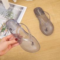 Beach Flip Flops Women Thong Sandals Summer Jelly Shoes Girls Transparent Slides Solid Fashion PVC Flat Non-Slip Slippers 36 juoda
