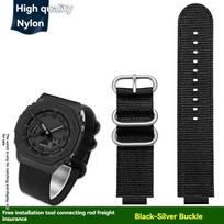 Casio Farmhouse Oak GM2100/GA2100/GA-B2100 modifikuoti vandeniui atsparūs drobės ir nailono laikrodžio dirželio priedai 0mm black