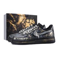 Nike Air Force 1 Night Flame Gold Feather Abrasion Resistant Low top Skateboard Shoes Unisex Black Gold CW2288-001(Team836-) 35.5