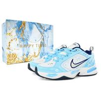 Nike Air Monarch 4 Cushioning Abrasion Resistant Cushioning, Wear Resistant Low top Chunky Sneakers Unisex Blue White 415445-102(team1648-LD) 36
