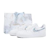 Nike Air Force 1 Slip Resistant, Abrasion Resistant, Lightweight Low top Skateboard Shoes Women's White Blue 315122-111(Team943-) 35.5 white