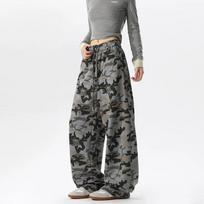 2026 Spring Men Camouflage Cargo Pants Men Baggy Camo Trousers Man Oversize Straight Wide Leg Pants Men Vintage Y2K Pants M pilka