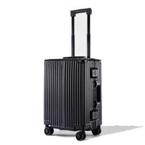 Vertical Stripe Aluminum Frame Women's Luggage with Brake Wheels, Password Lock, Universal Wheels, Large Capacity 24-Inch Travel Case 20 inches juoda