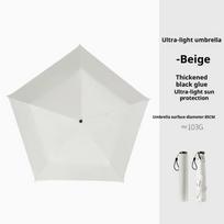 Foldable Manual Sun Umbrella 6-Bone Frame Sun Protection Dual-Purpose Umbrella UV Protection Ultra-Light Pencil Umbrella (Beige,Iron&8K) smėlis