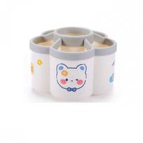 360° Rotating Petal-shaped Pen Holder White Makeup Brush Holder Pencil Organizer  Desktop balta