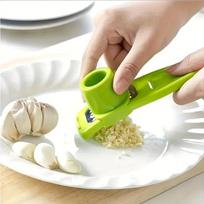 1Pc Mini Garlic Grinder, Creative Handheld Garlic Press Masher, Easy Clean Green Kitchen Crusher Tool for BBQ
