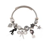 Black Stainless Steel Cuff With Cat Paw And Star Elements For Summer Fashion Accessory