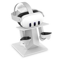 Meta Quest 3 VR Stand: Smart Desktop Display & Storage Bracket balta
