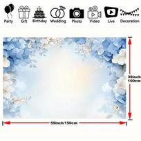 2D Watercolor Blue Hydrangea Backdrop for Gender Reveal and Live Decoration 47.2x31.5inch/120*80cm