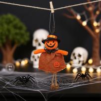 Cartoon Burlap Elf Pumpkin Doll Pendant for Halloween Decorations and Scene Dressing