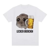 Sad Hamster Delicious Beer Funny Meme Kawaii T-shirts Men Women Clothing Fashion Hip Hop T-shirts Harajuku Cotton Loose T Shirts S juoda