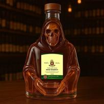 Unique Monk-Shaped Glass Whiskey Decanter 750ml, Handcrafted Crystal Bottle for Spirits, Elegant Home Bar Decor