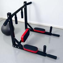 Reversible Multi-functional Wall Bar for Pull-ups & Push-ups juoda/raudona