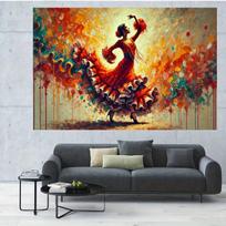 2D Spanish Flamenco Dancer Wall Decor Poster, Colorful Abstract Art Print for Living Room 47.2x31.5inch/120*80cm