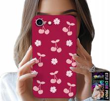 Etui Do Iphone Se / Se2 - Wisienki, Wiśnie Na Bordowym Tle + Folia