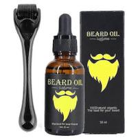Beard Growth Kit with Derma Roller and Oil for Men, Promotes Thicker Facial Hair Naturally