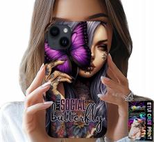 Etui Do Iphone 14 Plus - Anti Social, Butterfly, Różowy Motyl + Szkło