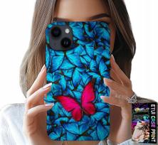 Etui Do Iphone 15 Plus - Niebieskie Motylki, Motyl, Kobiece Wzory