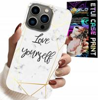 Etui Do Iphone 15 Pro - Biały Marmurek W Złote Ramki Love You