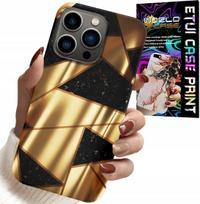 Etui Do Iphone 15 Pro - Złote Eleganckie Wzory + Folia Hydro