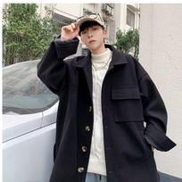 Thickened Men's Mid-length Woolen Windbreaker Autumn, Autumn and Winter Men's Outer Woolen Coat M juoda