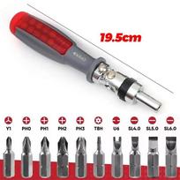 11 in 1 Ratchet Screwdriver Set Telescopic Screwdriver Two-way ABS Handle Adjustment Forward Reverse Multifunctional Bits Driver
