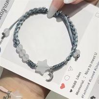Cute Unique Resin Star Braided Couple Bracelets for Women Men Lovely Rabbit Cat Beaded Woven Bracelet Friendship Jewelry Gifts