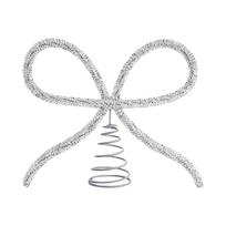 Rhinestone Bow Christmas Tree Topper Metal Gold/Silver Xmas Tree Ornament Decorative Props Extra Large Christmas Decoration sidabras