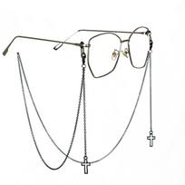 Fashion Metal Cross Glasses Chain Cross Spectacles Sunglasses Chain Glasses Chain Men juoda