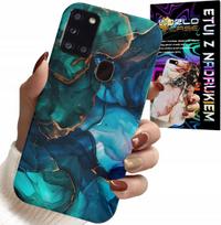 Etui Do Samsung Galaxy A21S - Niebiesko Zielony Marmurek Plecki Wzory