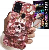 Etui Do Samsung Galaxy A21S - Kobiece, Modne Wzory, Czaszka W Róże