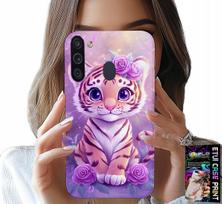 Etui Do Samsung Galaxy A21 - Słodki Tygrysek Na Różowym Tle + Szkło
