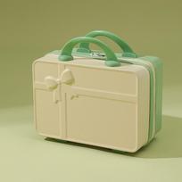14-Inch Retro Makeup Box with Lock - Portable Suitcase-Style Cosmetic Storage Bag 14-inch geltonai žalia