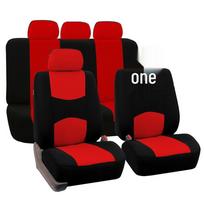 Universal 9-Piece Flat Style Car Seat Cover Set for Five Seats 2-Piece Set (Front Single Seat) raudona