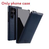 For Samsung Galaxy S25 Ultra Leather Flip Cover With Antiimpact Design For Premium Smartphone Guard mėlyna
