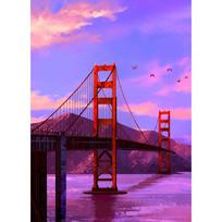 Diamond Art Painting Kit Golden Gate Bridge Rhinestone Building Picture Diamond Embroidery Home Decor Full Round (20X30CM)