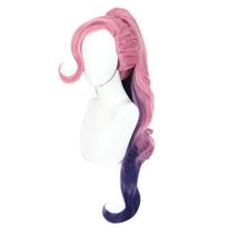 80 cm anime žaidimas Seraphine ilgas arklio uodegos perukas Cosplay kostiumas KDA karščiui atsparus sintetinis plaukas moteriškas rožinis mišrus purpurinis perukas One Size rožinė