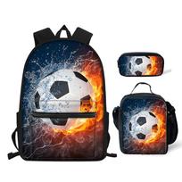 3 vnt./kompl. Didelės vaikiškos mokyklinės kuprinės, mieli 3D futbolo piešiniai, mokyklinė kuprinė paaugliams, vaikams, knygų krepšys studentams