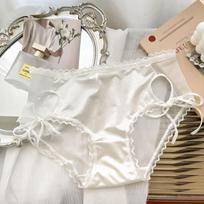 Pure Desire Style Lace Strap Underwear Women's Sexy Mid Waist Hollow Ice Silk Women's Triangle Panties L balta