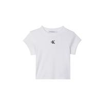 Calvin Klein Letter Logo Sweet And Spicy Slim Fit Short Sleeve T-Shirt Women T-Shirts White ZW02588-YAF XS