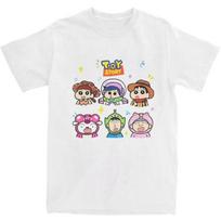Men Crayon Shin-chan X Toy Story Cartoon T-Shirts Cotton Top Tees Summer Vintage Short Sleeve T-Shirt S balta