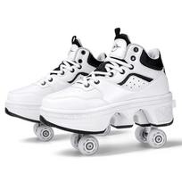 Kids Roller Skate Shoes Parkour Boys Girls 4 Wheels Detachable Casual Running Fashion Deformation Outdoor Skating Shoes 34
